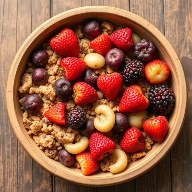 Bowl of oats, berries, and seeds for a fiber-forward breakfast